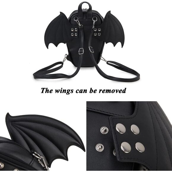 Gothic Coffin Shape Pvc Bag for Women Halloween Shoulder Backpack - Picture 7 of 9